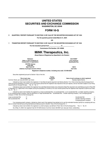 Vorschaubild MiNK Therapeutics 10-Q Quartalsbericht  