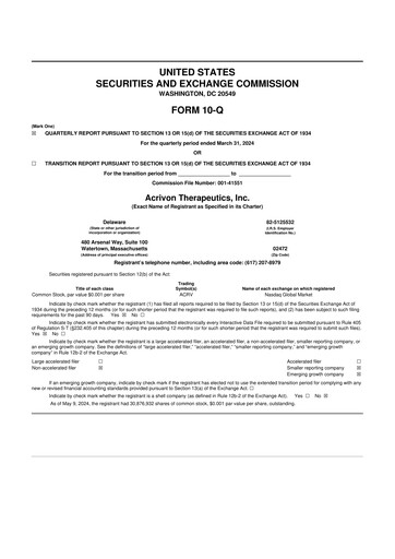 Vorschaubild Acrivon Therapeutics 10-Q Quartalsbericht  