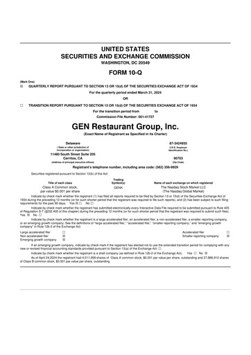 Thumbnail GEN Restaurant Group 10-Q Quarterly Report FY2024 