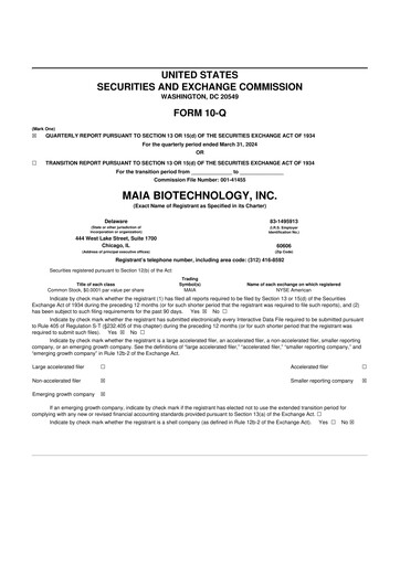 Vorschaubild MAIA Biotechnology 10-Q Quartalsbericht 2024 