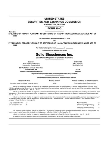Thumbnail Solid Biosciences
 10-Q Quarterly Report FY 