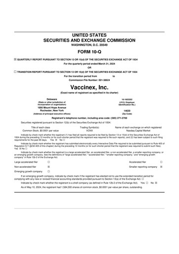 Vorschaubild Vaccinex 10-Q Quartalsbericht 2024 