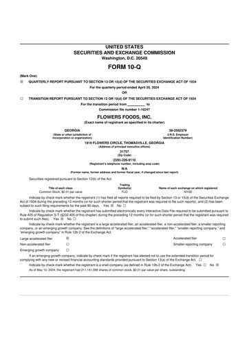 Thumbnail Flowers Foods
 10-Q Quarterly Report FY2024 