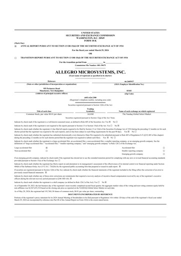 Thumbnail Allegro MicroSystems 10-K Annual Report 2024