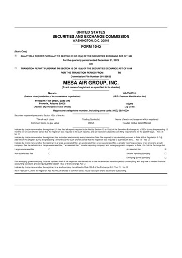 Thumbnail Republic Airways 10-Q Quarterly Report FY2024 