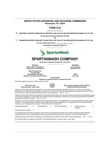 Miniature SpartanNash
 10-Q Rapport trimestriel 2024 