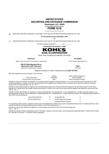 Thumbnail Kohl's
 10-Q Quarterly Report FY2024 