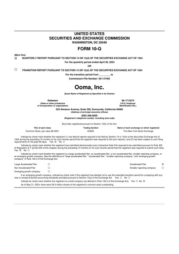 Vorschaubild Ooma 10-Q Quartalsbericht 2025 