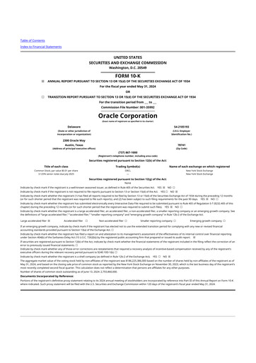 Thumbnail Oracle 10-K Annual Report 2024