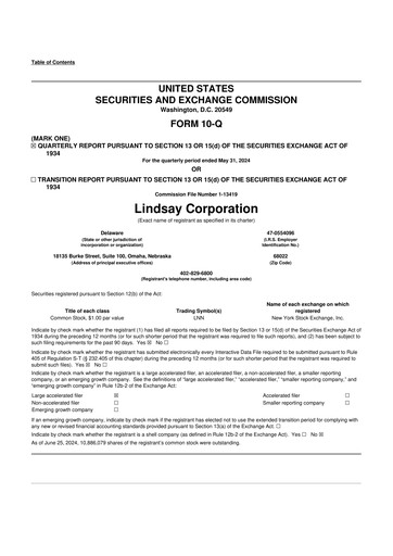 Thumbnail Lindsay Corporation
 10-Q Quarterly Report FY2024 