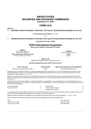 Thumbnail Voxx International
 10-Q Quarterly Report FY2025 