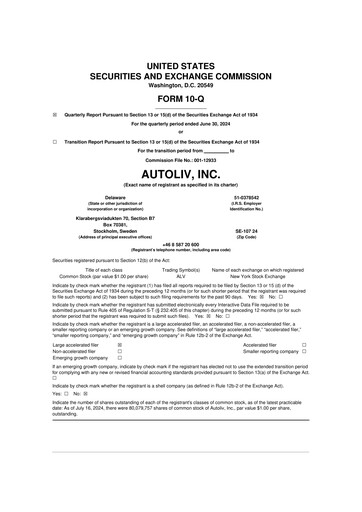Vorschaubild Autoliv 10-Q Quartalsbericht 2024 