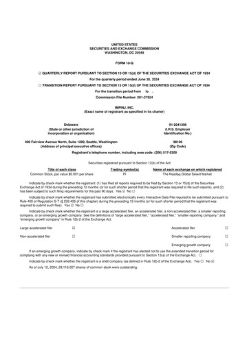 Miniature Impinj 10-Q Rapport trimestriel 2024 