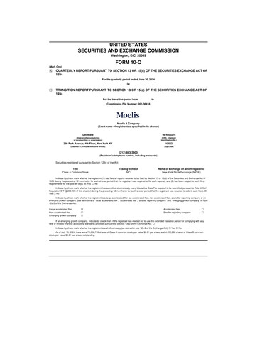 Thumbnail Moelis & Company 10-Q Quarterly Report FY2024 