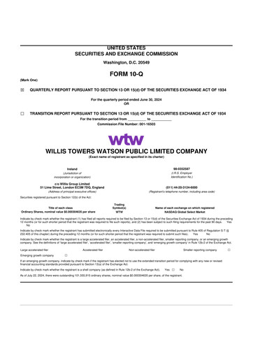 Thumbnail Willis Towers Watson  10-Q Quarterly Report FY2024 