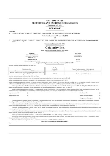Thumbnail Celularity 10-K Annual Report 2023