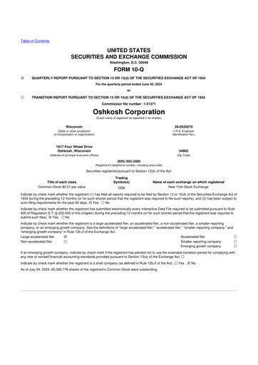 Thumbnail Oshkosh Corporation
 10-Q Quarterly Report FY2024 