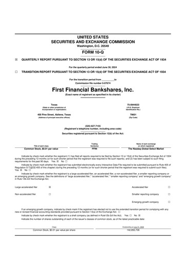 Thumbnail First Financial Bankshares 10-Q Quarterly Report FY2024 