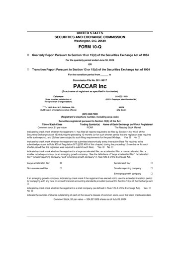 Thumbnail Paccar 10-Q Quarterly Report FY2024 