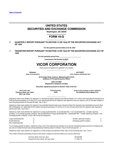 Thumbnail Vicor
 10-Q Quarterly Report FY2024 