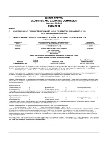 Vorschaubild Dominion Energy 10-Q Quartalsbericht  