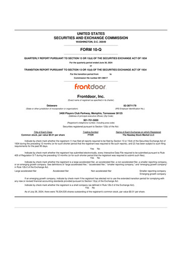 Thumbnail Frontdoor 10-Q Quarterly Report FY2024 