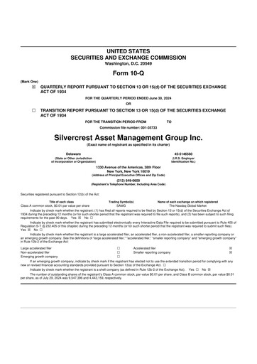 Vorschaubild Silvercrest Asset Management Group 10-Q Quartalsbericht 2024 