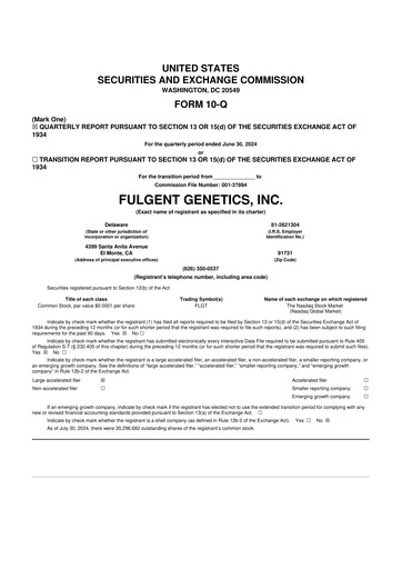 Thumbnail Fulgent Genetics
 10-Q Quarterly Report FY2024 