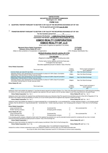Thumbnail Kimco Realty
 10-Q Quarterly Report FY2024 