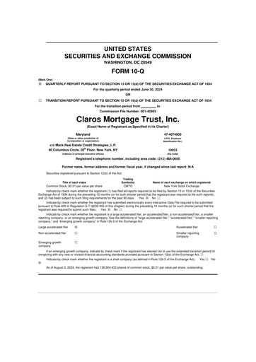 Miniature Claros Mortgage Trust 10-Q Rapport trimestriel 2024 