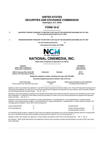 Thumbnail National CineMedia 10-Q Quarterly Report FY2024 