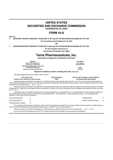 Thumbnail Terns Pharmaceuticals 10-Q Quarterly Report FY2024 