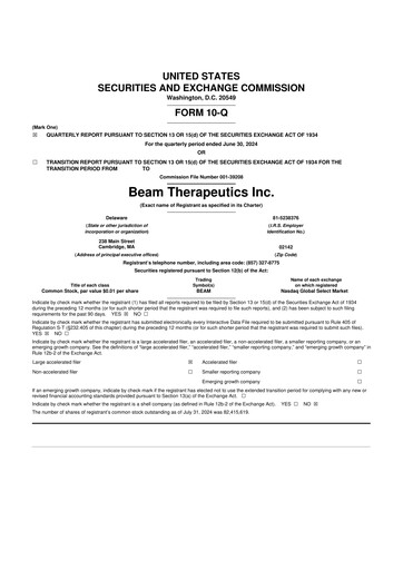 Thumbnail Beam Therapeutics
 10-Q Quarterly Report FY2024 