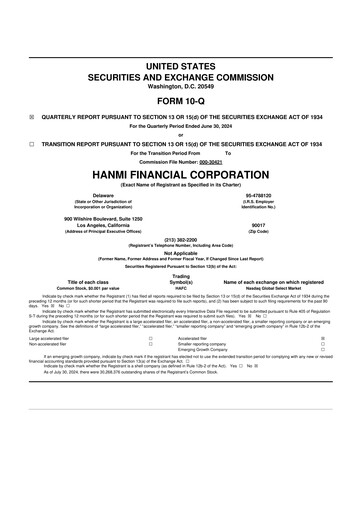 Vorschaubild Hanmi Financial 10-Q Quartalsbericht 2024 