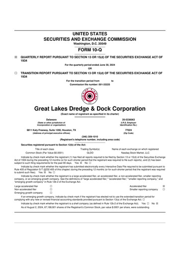 Thumbnail Great Lakes Dredge & Dock Corp. 10-Q Quarterly Report FY2024 