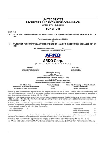 Thumbnail ARKO Corp. 10-Q Quarterly Report FY2024 