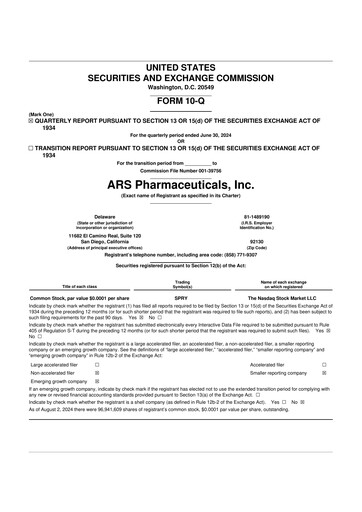 Thumbnail ARS Pharmaceuticals 10-Q Quarterly Report FY 