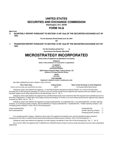 Thumbnail Strategy 
 (MicroStrategy) 10-Q Quarterly Report FY2024 