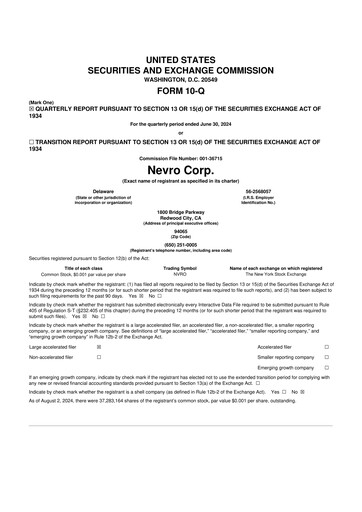 Thumbnail Nevro
 10-Q Quarterly Report FY 