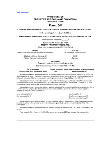Thumbnail Rocket Pharmaceuticals
 10-Q Quarterly Report FY2024 