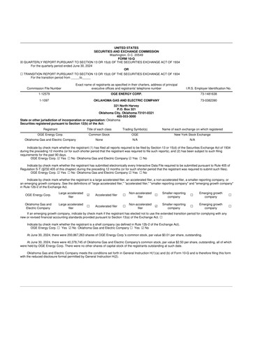 Thumbnail OGE Energy
 10-Q Quarterly Report FY2024 