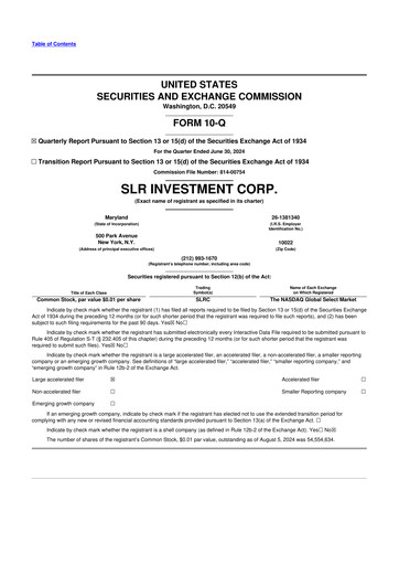 Thumbnail SLR Investment 10-Q Quarterly Report FY2024 
