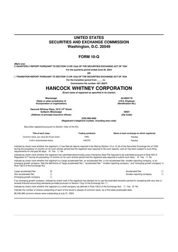 Thumbnail Hancock Whitney 10-Q Quarterly Report FY2024 