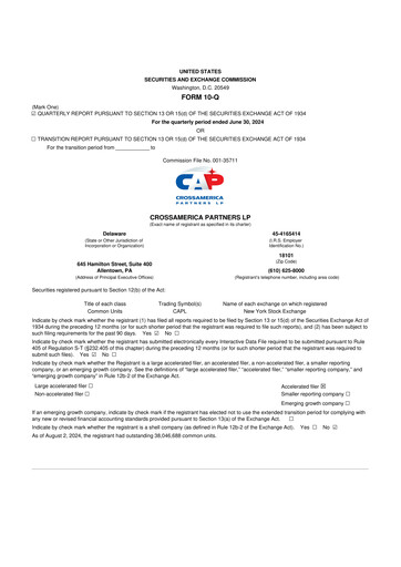 Miniature CrossAmerica Partners 10-Q Rapport trimestriel 2024 