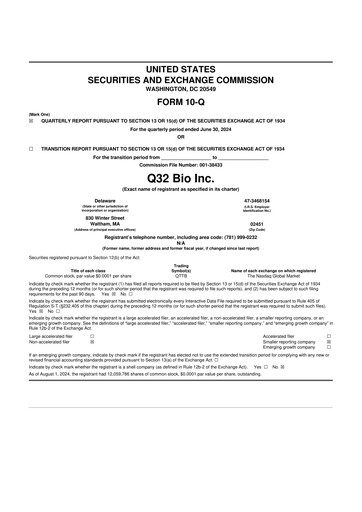 Vorschaubild Q32 Bio 10-Q Quartalsbericht 2024 