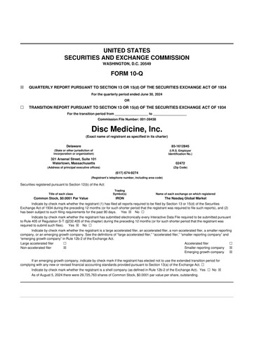 Thumbnail Disc Medicine 10-Q Quarterly Report FY 
