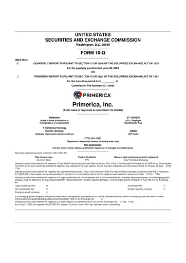 Thumbnail Primerica
 10-Q Quarterly Report FY2024 