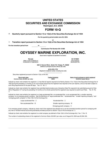 Thumbnail Odyssey Marine Exploration 10-Q Quarterly Report FY2024 