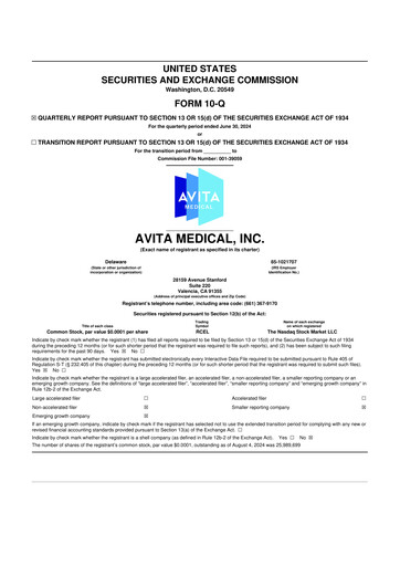 Vorschaubild AVITA Medical
 10-Q Quartalsbericht 2024 
