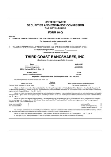 Thumbnail Third Coast Bancshares 10-Q Quarterly Report FY2024 